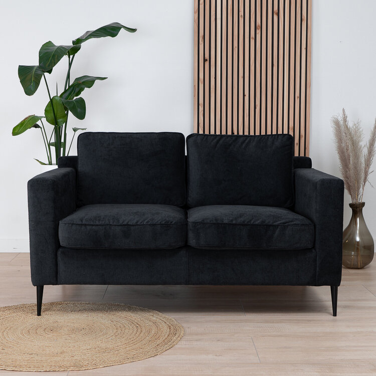 Scandinavische bank 2-zits Orlando stof gemêleerd zwart