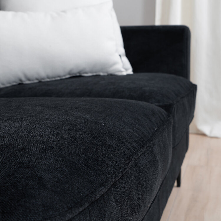 Scandinavische bank 2-zits Orlando stof gemêleerd zwart