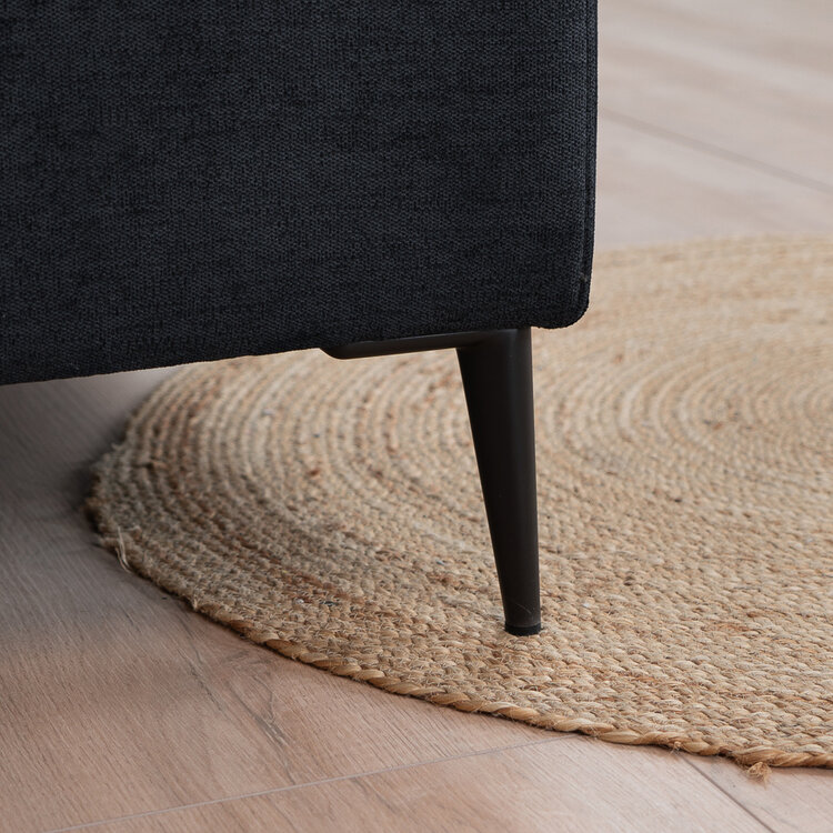 Scandinavische bank 3-zits Orlando stof gemêleerd zwart