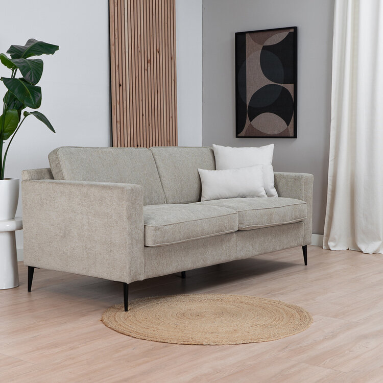 Scandinavische bank 3-zits Orlando stof gemêleerd taupe