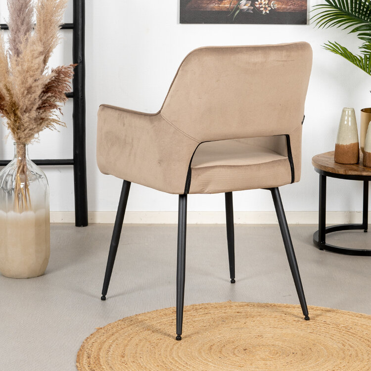 Velvet eetkamerstoel Mika taupe