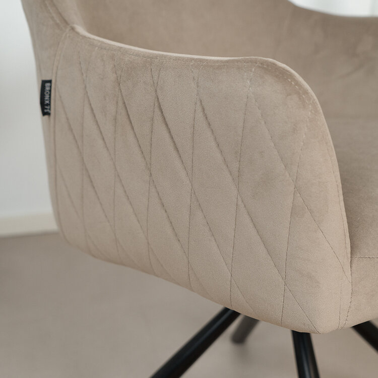 Velvet eetkamerstoel Furtado draaibaar taupe