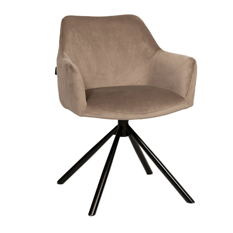 Velvet eetkamerstoel Furtado draaibaar taupe