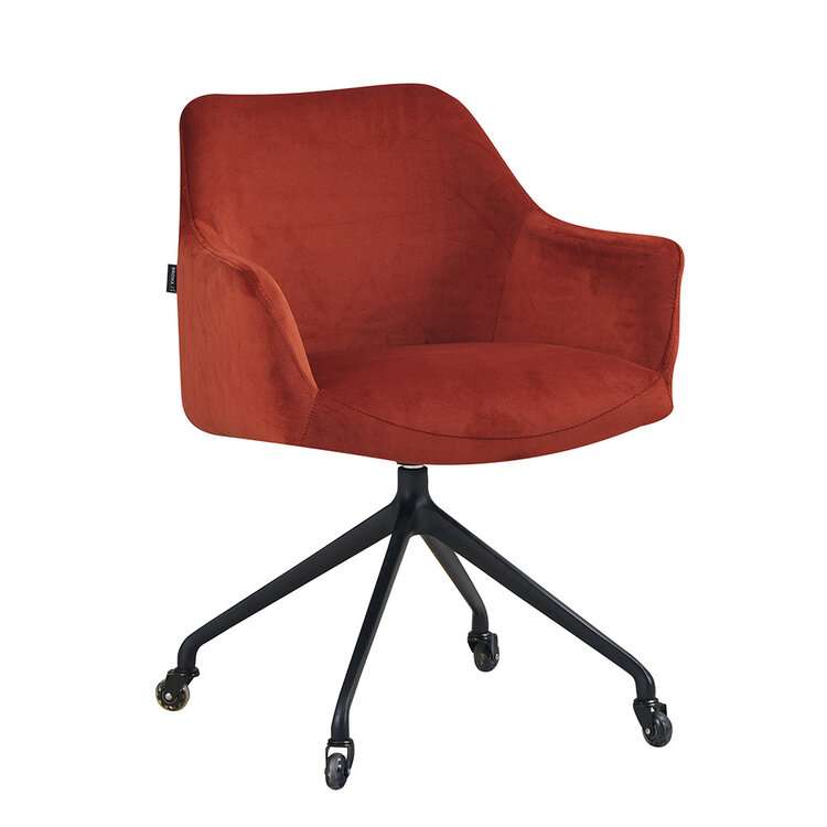 Eetkamerstoel met wieltjes Quinn koper velvet