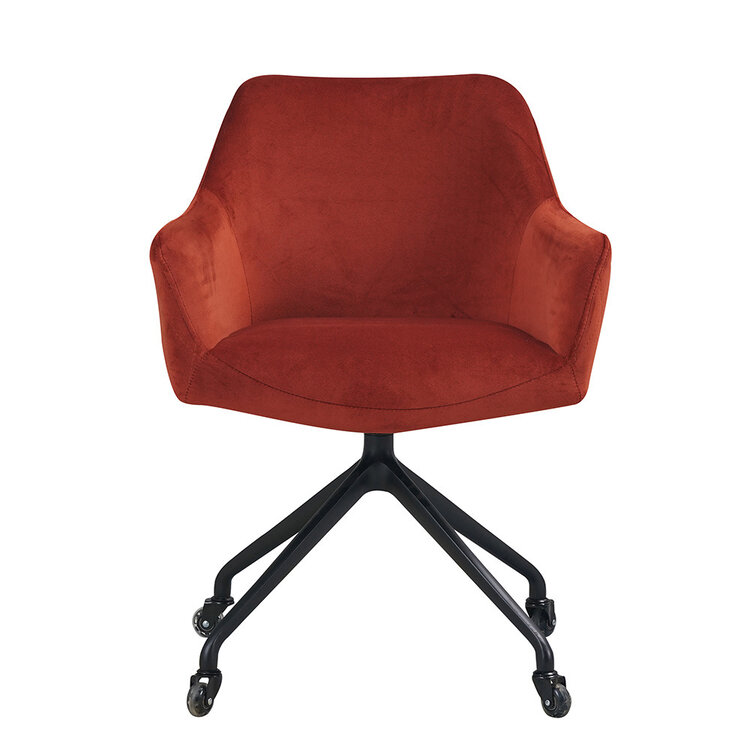 Eetkamerstoel met wieltjes Quinn koper velvet