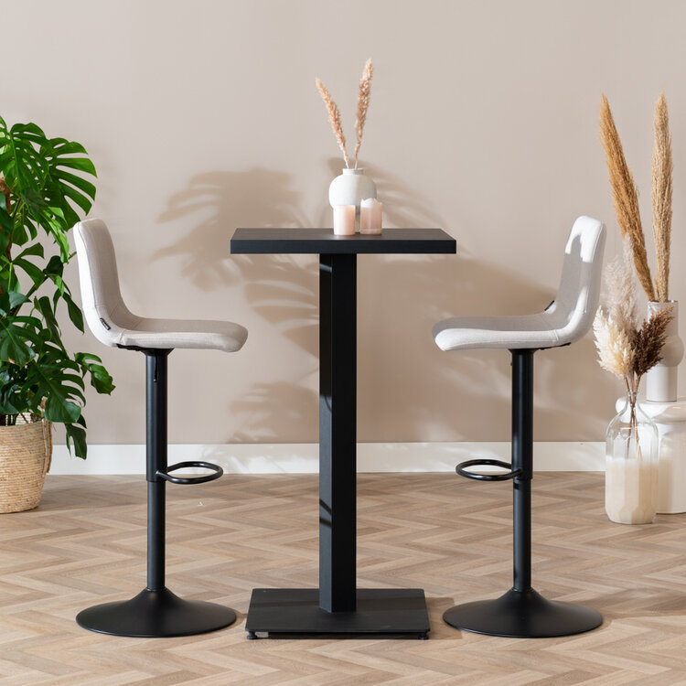 Bartafel Nils melamine zwart 60 x 60 x 109 cm