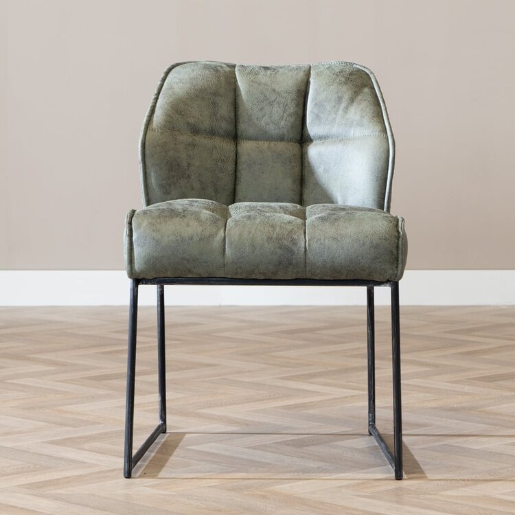 Industriële eetkamerstoel Abel olijfgroen