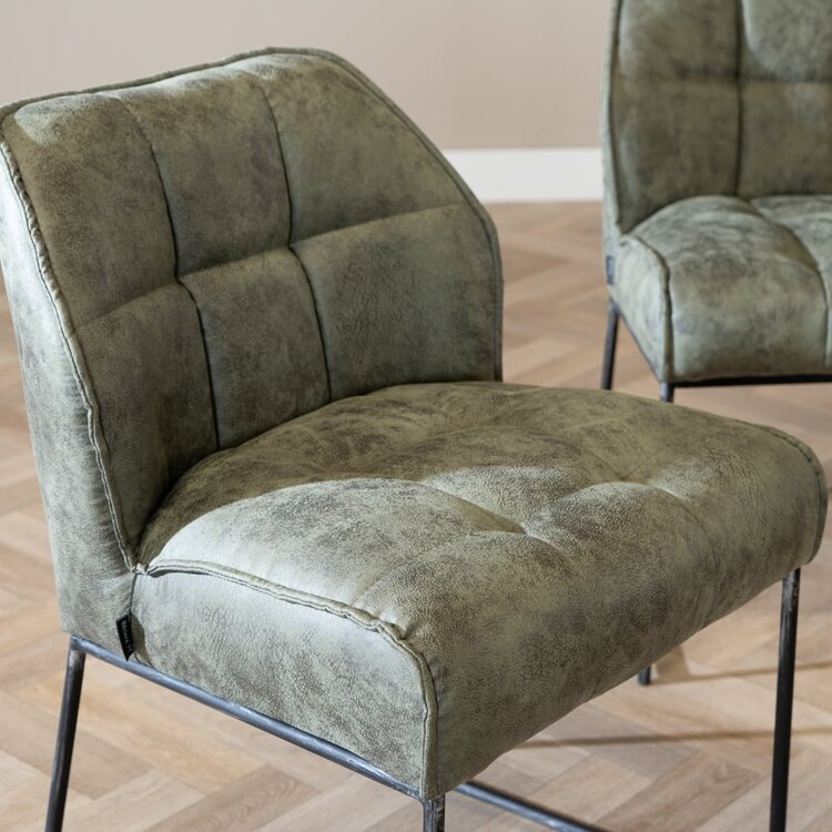 Industriële eetkamerstoel Abel olijfgroen