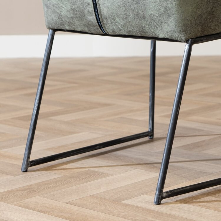 Industriële eetkamerstoel Abel olijfgroen