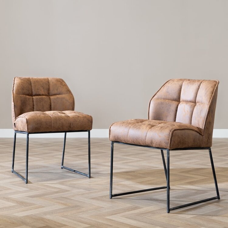 Industriële eetkamerstoel Abel cognac