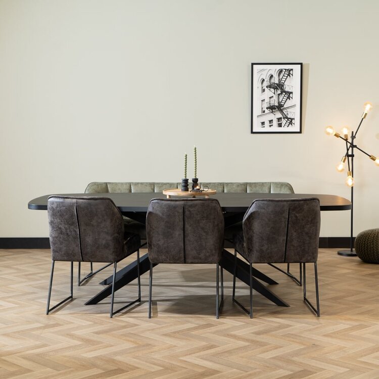 Industriële eetkamerstoel Abel antraciet