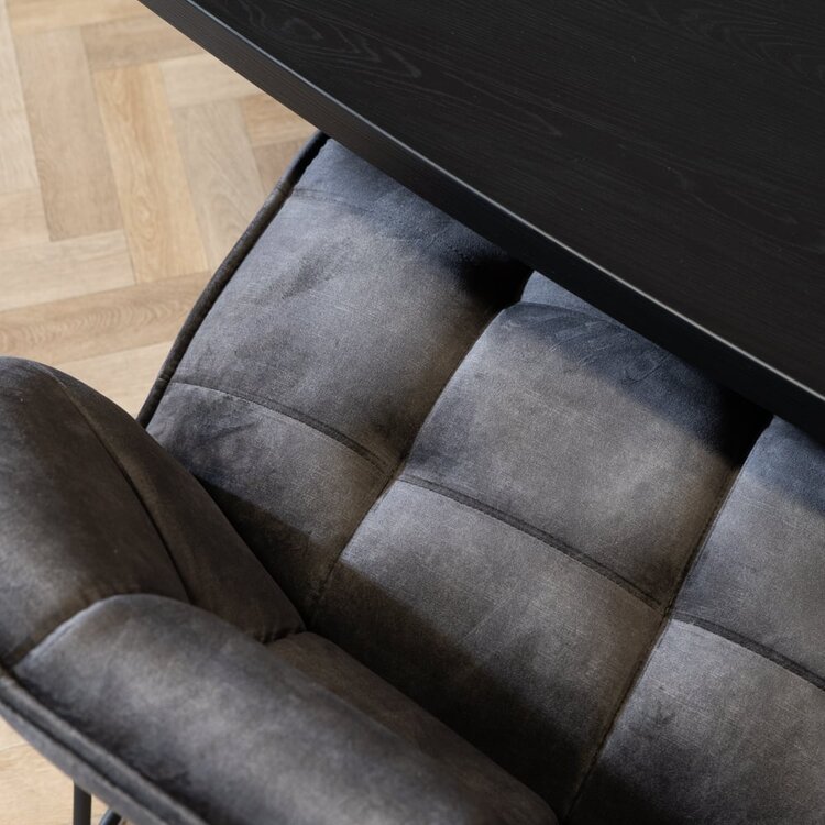 Velvet eetkamerbank Janna antraciet 185 cm