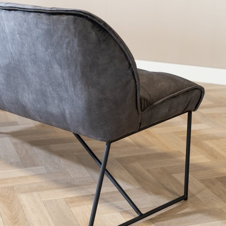 Velvet eetkamerbank Janna antraciet 185 cm