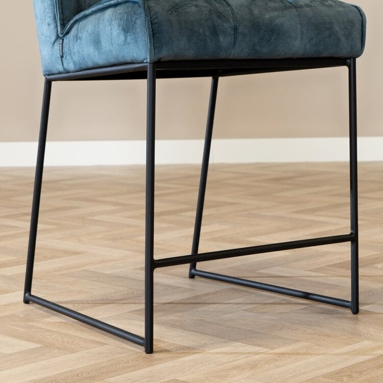 Velvet barkruk Janna blauw 70 cm