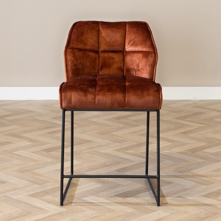 Velvet barkruk Janna koper 70 cm