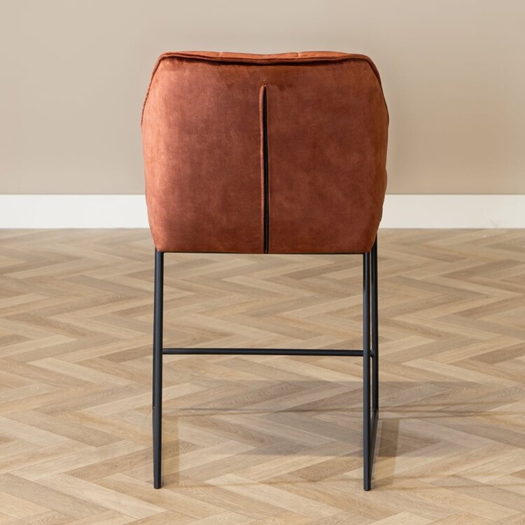 Velvet barkruk Janna koper 70 cm