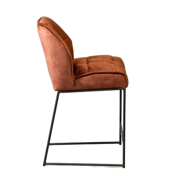 Velvet barkruk Janna koper 70 cm