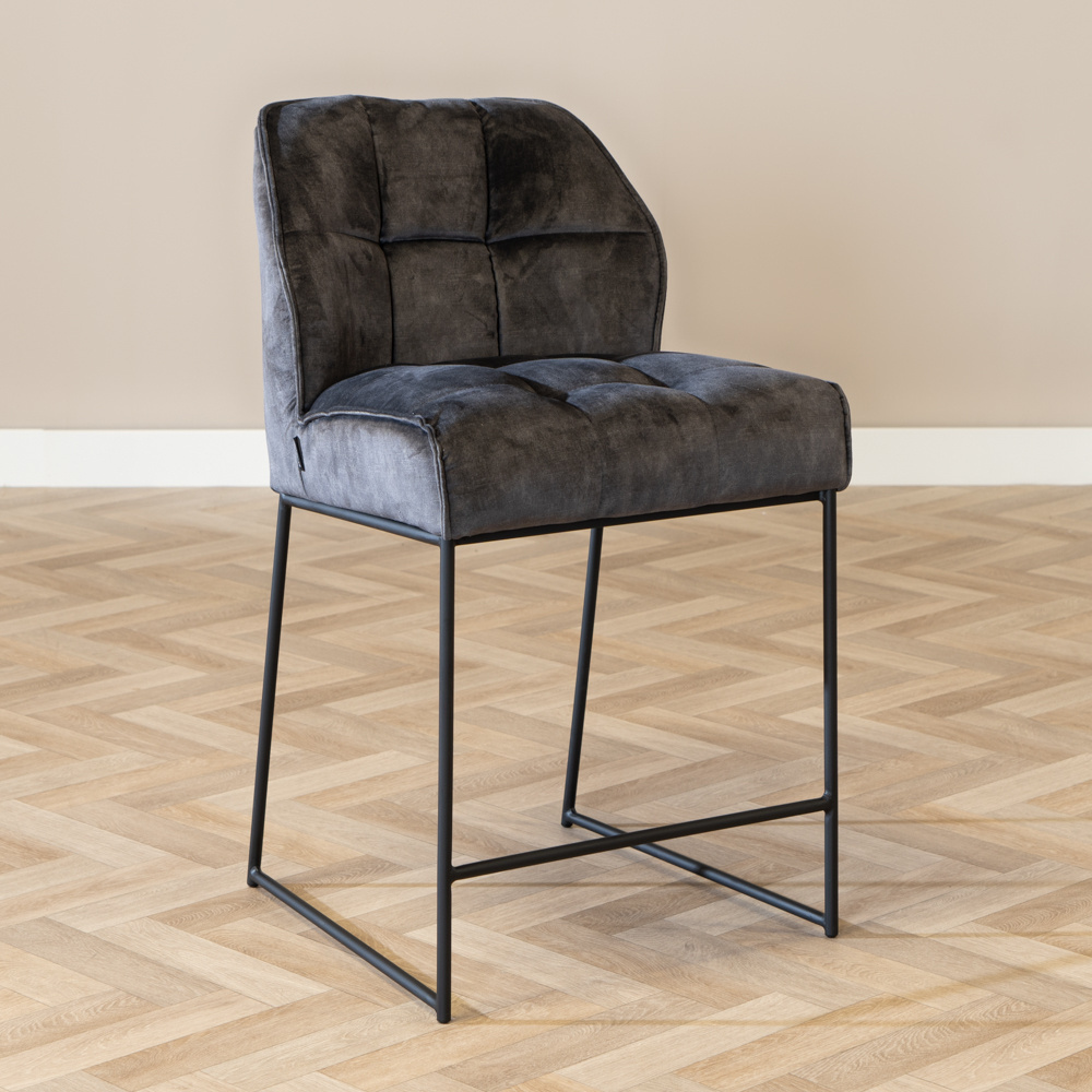 Velvet barkruk Janna antraciet 70 cm