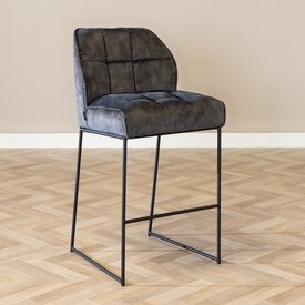 Velvet barkruk Janna antraciet 82 cm