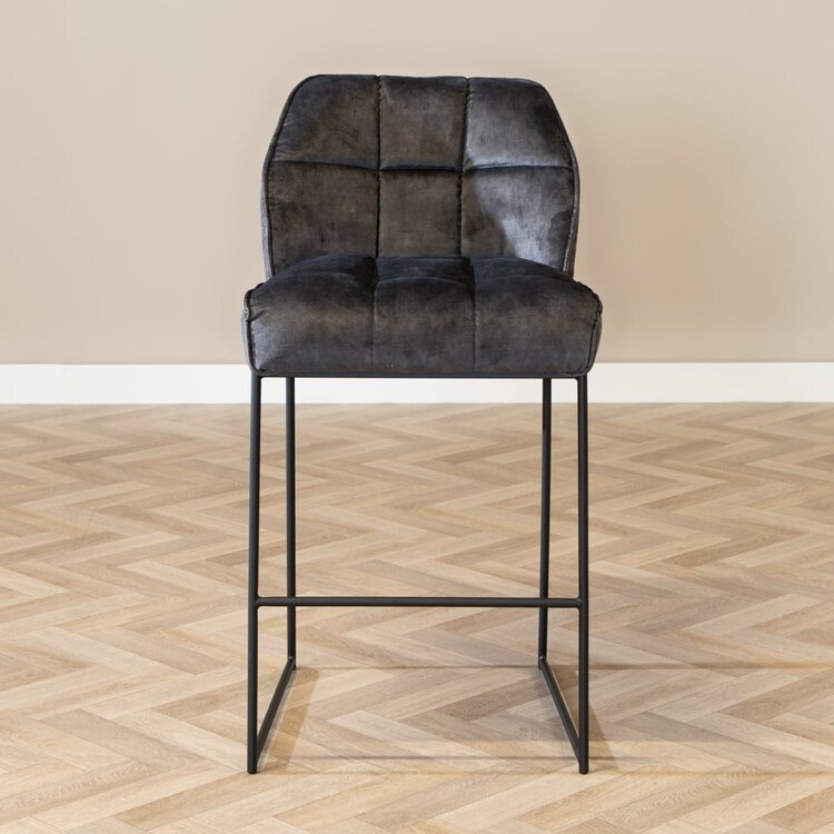 Velvet barkruk Janna antraciet 82 cm