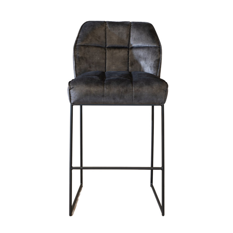 Velvet barkruk Janna antraciet 82 cm