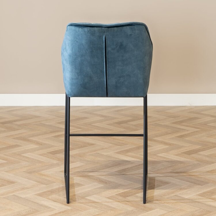 Velvet barkruk Janna blauw 82 cm