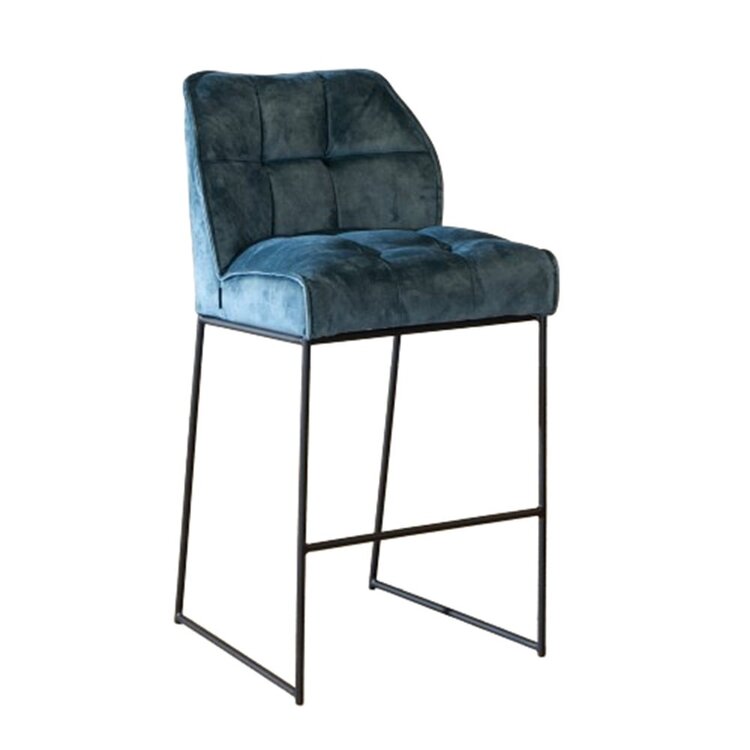 Velvet barkruk Janna blauw 82 cm