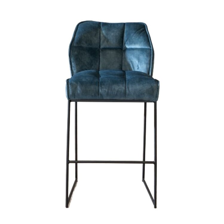Velvet barkruk Janna blauw 82 cm