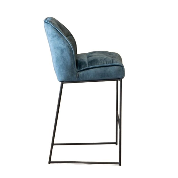 Velvet barkruk Janna blauw 82 cm
