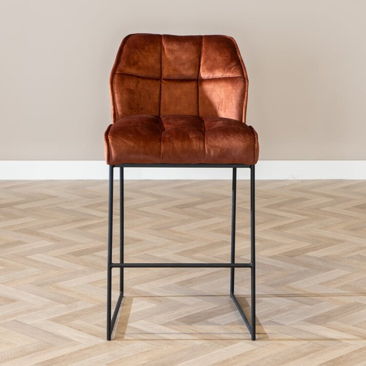 Velvet barkruk Janna koper 82 cm