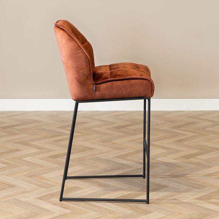 Velvet barkruk Janna koper 82 cm