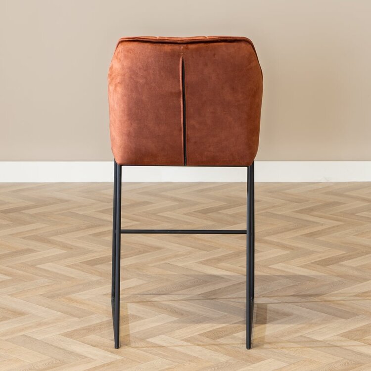 Velvet barkruk Janna koper 82 cm