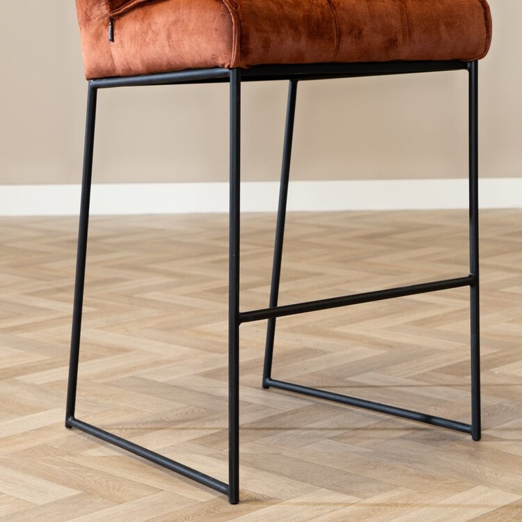 Velvet barkruk Janna koper 82 cm