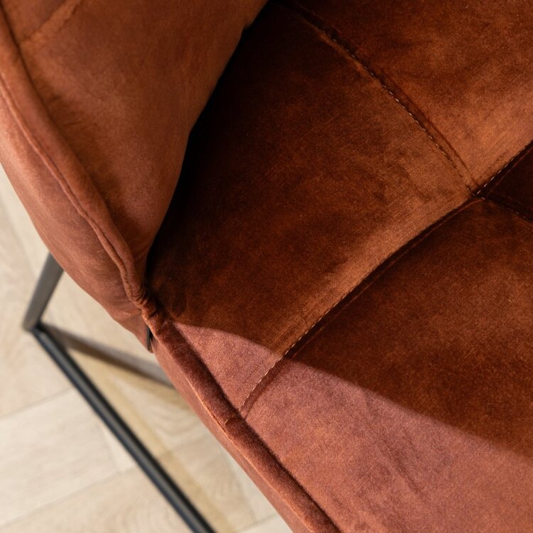 Velvet barkruk Janna koper 82 cm