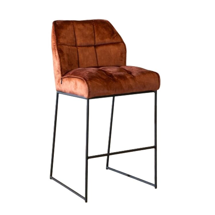 Velvet barkruk Janna koper 82 cm