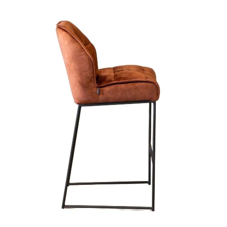 Velvet barkruk Janna koper 82 cm