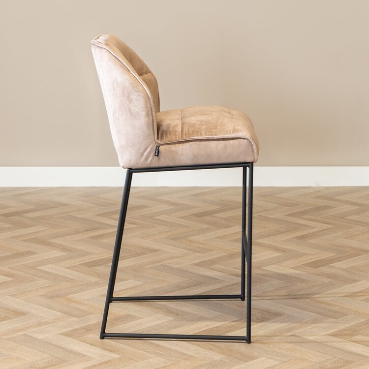 Velvet barkruk Janna taupe 82 cm