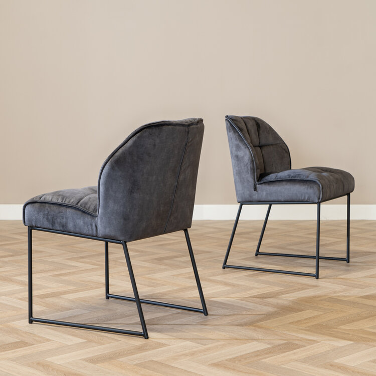 Velvet eetkamerstoel Janna antraciet