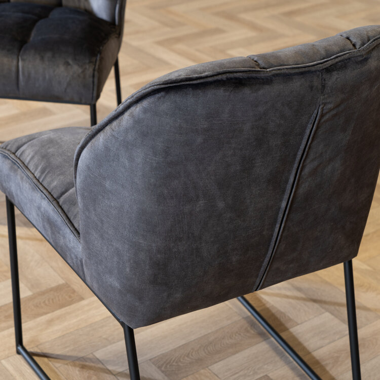 Velvet eetkamerstoel Janna antraciet