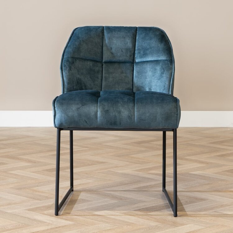 Velvet eetkamerstoel Janna blauw