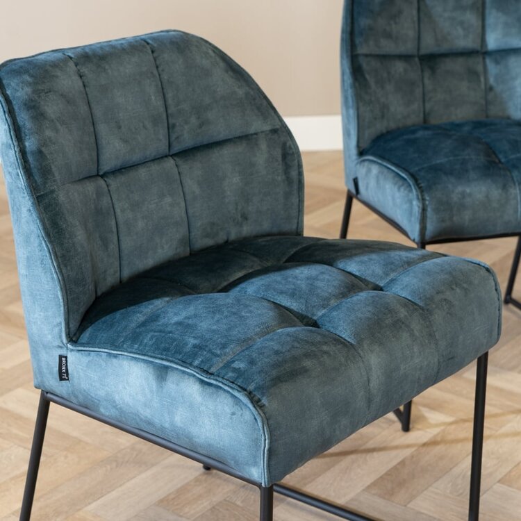 Velvet eetkamerstoel Janna blauw