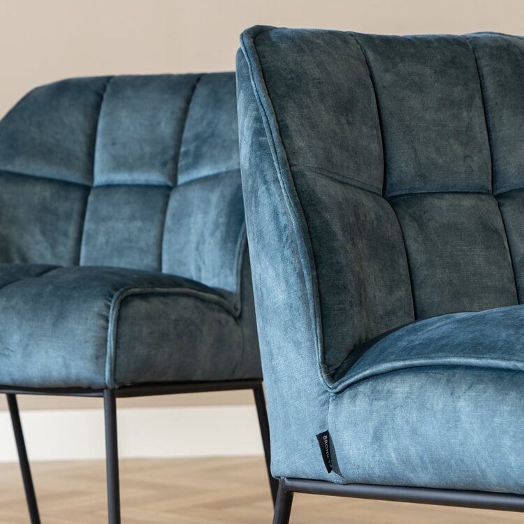 Velvet eetkamerstoel Janna blauw