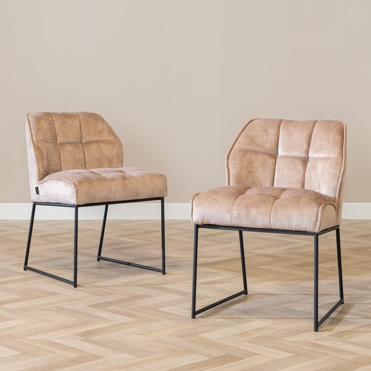 Velvet eetkamerstoel Janna taupe