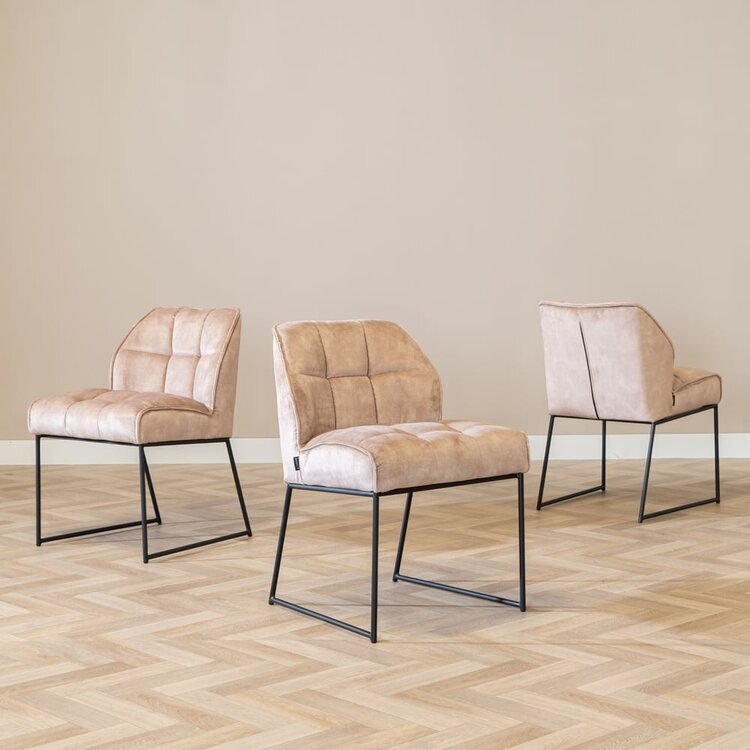 Velvet eetkamerstoel Janna taupe