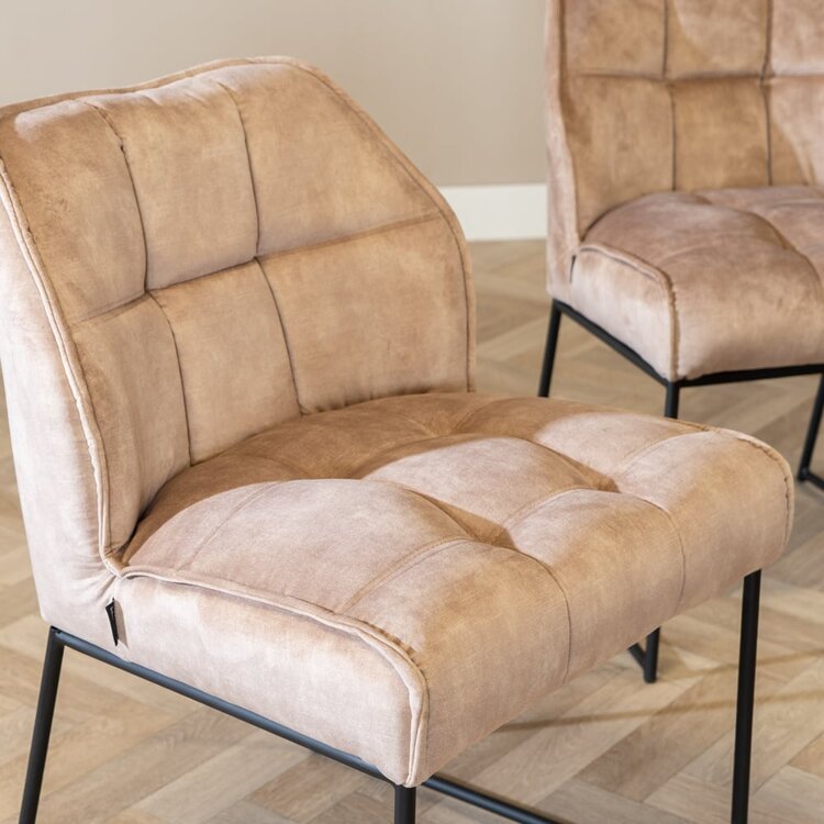 Velvet eetkamerstoel Janna taupe