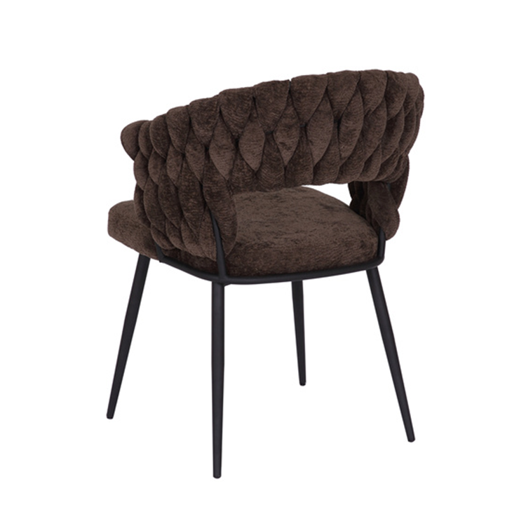 Eetkamerstoel Braid chenille bruin