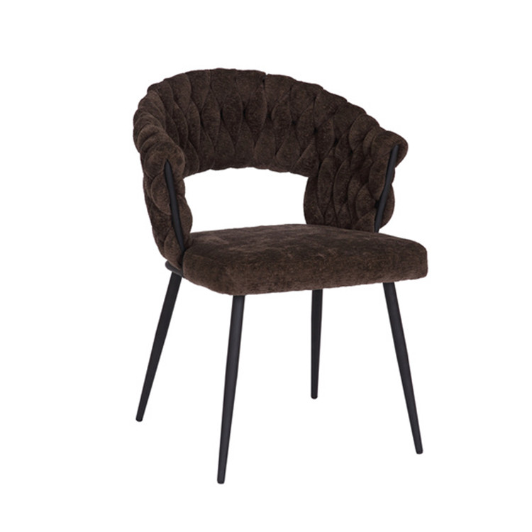 Eetkamerstoel Braid chenille bruin