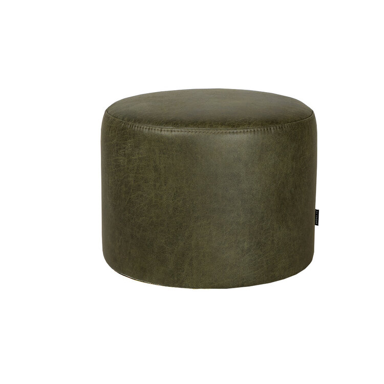 Eco-leren poef Kyla olijfgroen