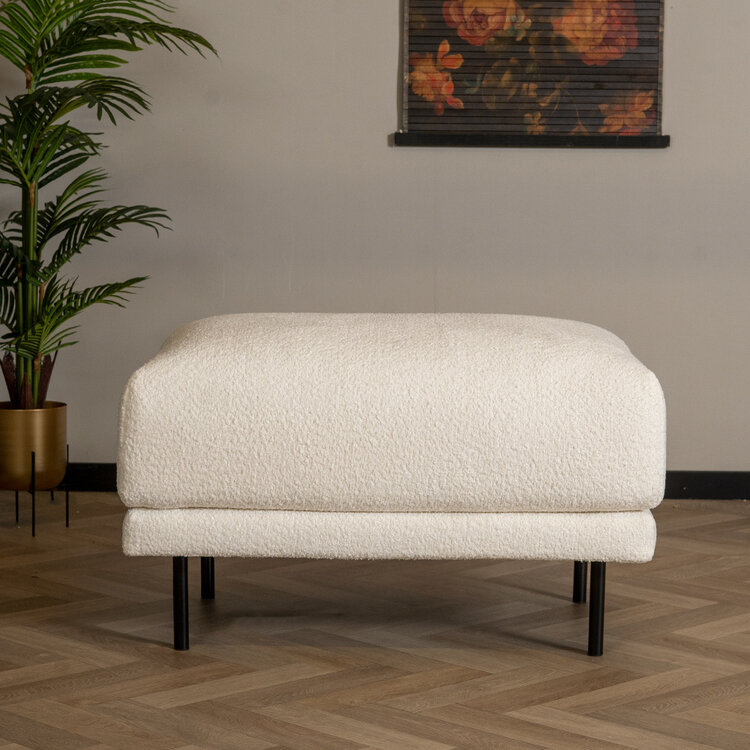 Scandinavische hocker Denver bouclé wit