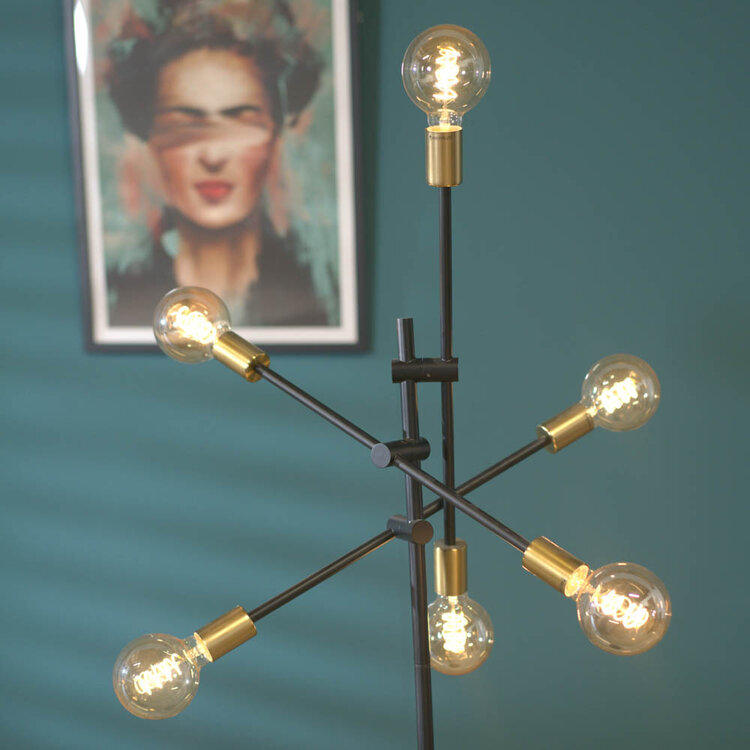 Vloerlamp Harvey 6-lichts goud